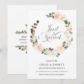 Faire-part Floral Rose Blanc Juste Marié Elopement (Devant / Derrière)