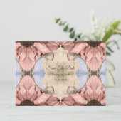Faire-part Floral Rose Gold Blush Pink Save The Date (Debout devant)