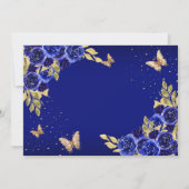 Faire-part Floral Royal Blue Gold Butterfly Quinceanera (Dos)
