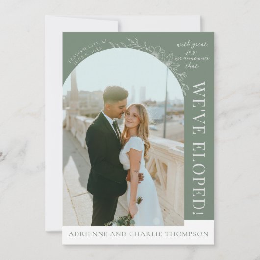 Faire-part Floral Simplicity 1 Modern Green Elopement (Devant)