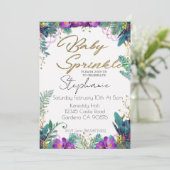 Faire-part floral tons violets pour baby sprinkle (Debout devant)