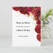 Faire-part Florale Rouge Et Or (Debout devant)