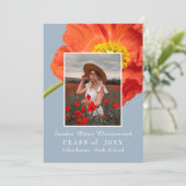 Faire-part Flore bleu poussiéreux Cadre photo Modernité Gradu (Debout devant)