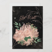 Faire-part Flore en Satin Noir Pâle Blanc S'Apprécier (Devant / Derrière)