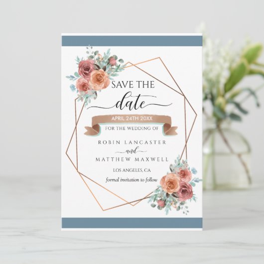 Faire-part Flore géométrique éthérée, mariage Enregistrer la  (Debout devant)