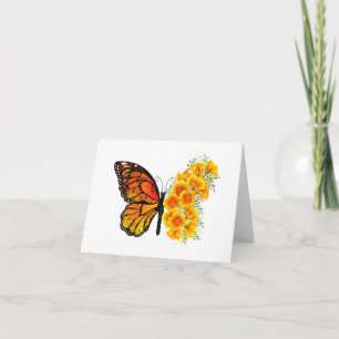 Faire-part Flower Butterfly with Yellow California Poppy