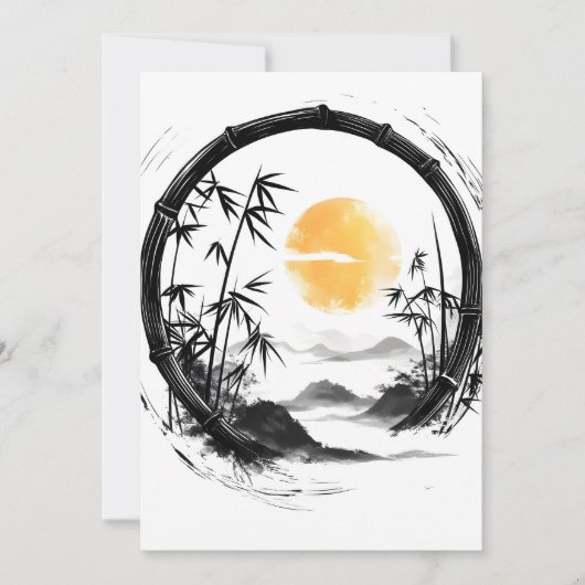 Faire-part Flux de bambou Zen de lune Abstraite (Devant)