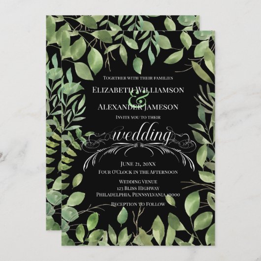 Faire-part Foliage simple/Mariage (Devant / Derrière)