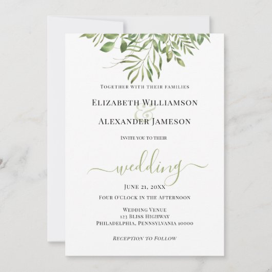 Faire-part Foliage tropical simple (Devant)