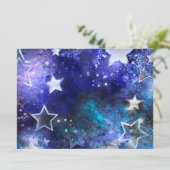 Faire-part Fond spatial avec étoiles (Debout devant)
