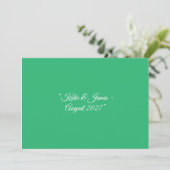 Faire-part Fond vert menthe plat – Conception de mariage (Debout devant)