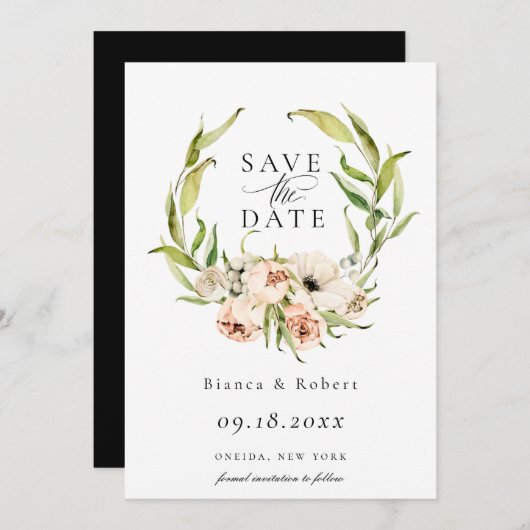 Faire-part Forêt Botanique Forêt Fleurie Enregistrer La Date (Devant / Derrière)