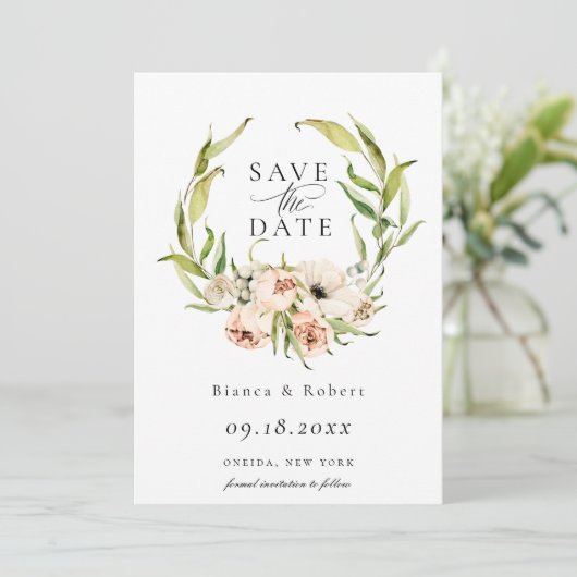 Faire-part Forêt Botanique Forêt Fleurie Enregistrer La Date (Debout devant)