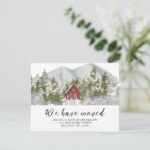 Faire-part Forêt d'hiver Nous avons changé d'adresse (Debout devant)