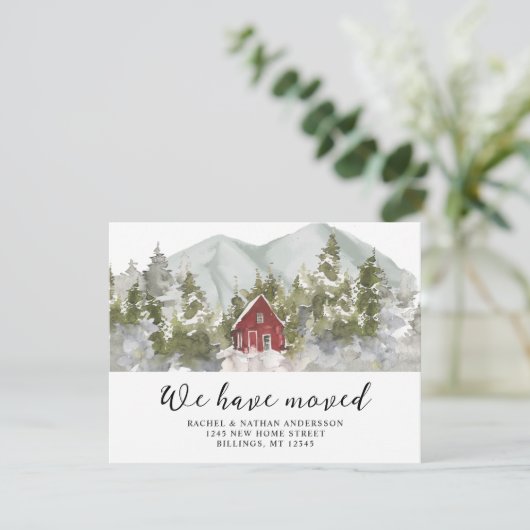 Faire-part Forêt d'hiver Nous avons changé d'adresse (Debout devant)