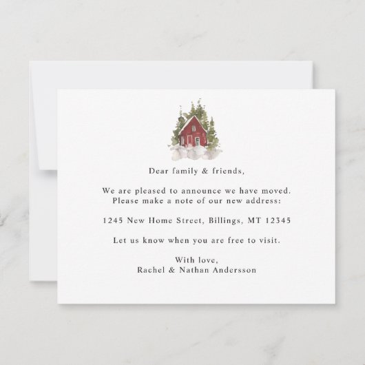 Faire-part Forêt d'hiver Nous avons changé d'adresse (Dos)