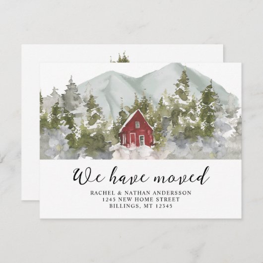 Faire-part Forêt d'hiver Nous avons changé d'adresse (Devant / Derrière)