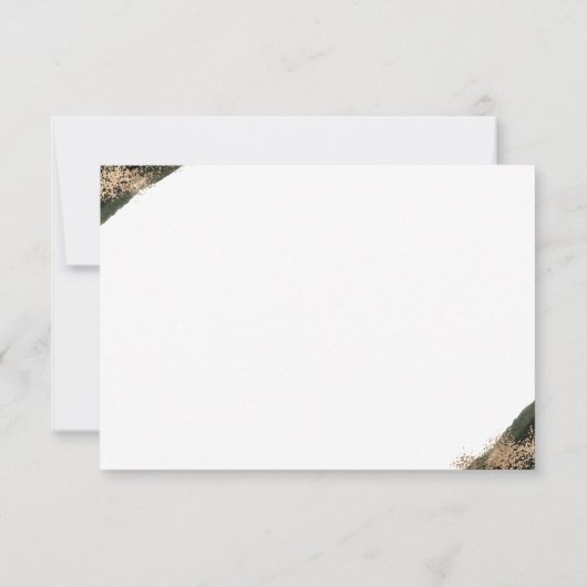 Faire-part Forêt Vert Brush Golden Photo Enregistrer la date (Dos)