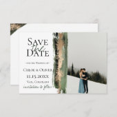 Faire-part Forêt Vert Brush Golden Photo Enregistrer la date (Devant / Derrière)