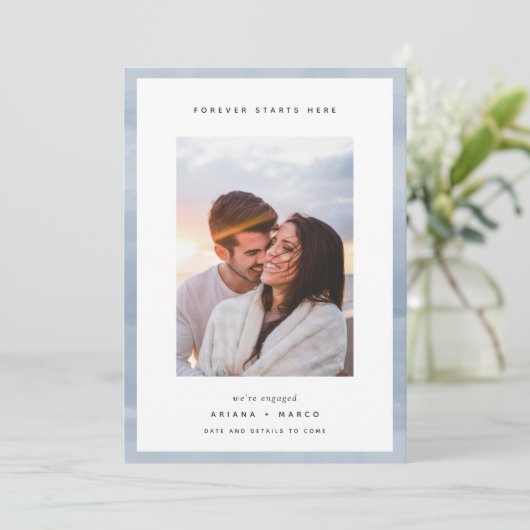 Faire-part Forever commence ici | Fiançailles photo (Debout devant)