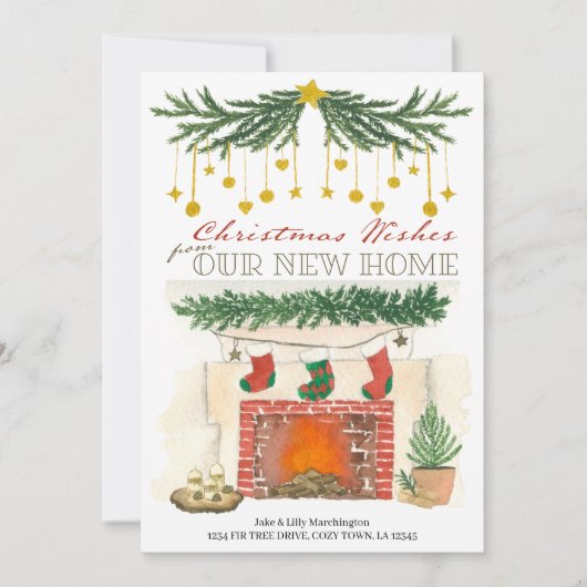 Faire-part Foyer de Noël Cosy Nouveau Foyer Vacances Déménage (Devant)