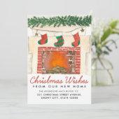 Faire-part Foyers de Noël Cheminée Photo Holiday Moving (Debout devant)