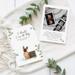 Faire-part French Bulldog Dog Pregnancy Announcement<br><div class="desc">Let your first baby help share the big news. This sweet pregnancy announcement features a watercolor French Bulldog sitting proudly beside a small letterboard that reads “Our Pack Is Growing.” Above the illustration, the playful phrase “I thought I was the baby” adds a lighthearted touch that many dog families will...</div>