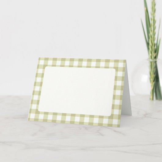 Faire-part French Country Meadow En vichy - sauge vert plaid. (Devant)