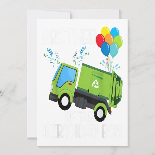 Faire-part Frère De L'Anniversaire Garbage Truck Cadeau (Devant)