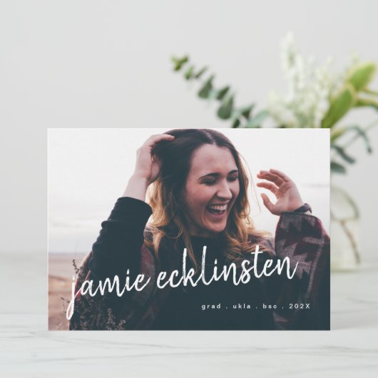 Faire-part Fresque et Gras Script Grad Noms Deux Photo (Debout devant)
