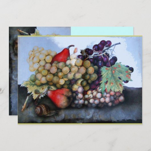 Faire-part FRUITS DE SAISON 1, bleu (Devant / Derrière)