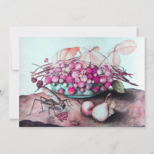 Faire-part FRUITS DE SAISON 3,rose bleu noir (Devant)