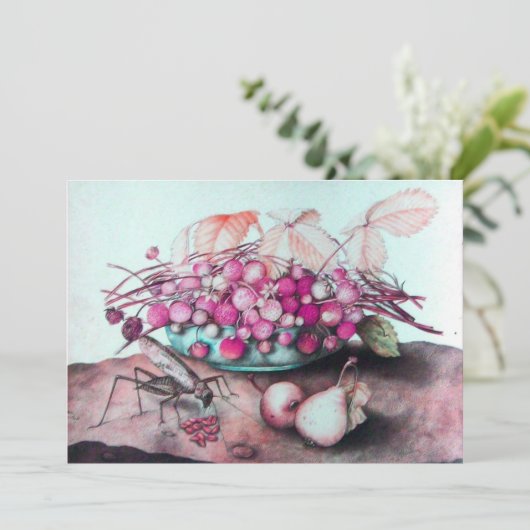 Faire-part FRUITS DE SAISON 3,rose bleu noir (Debout devant)