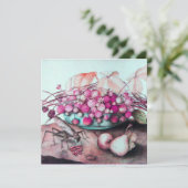 Faire-part FRUITS DE SAISON / FRAISES POIRES Noir Rose (Debout devant)