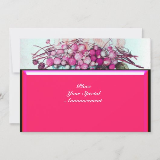 Faire-part FRUITS DE SAISON / FRAISES, POIRES Rose fuchsia (Dos)