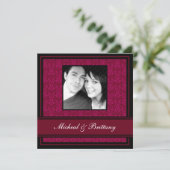 Faire-part Fuchsia Damask Mariage Fiançailles Annonce (Debout devant)