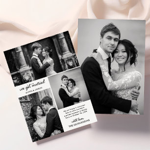 Faire-part Fuite de mariés avec quatre photos moderne