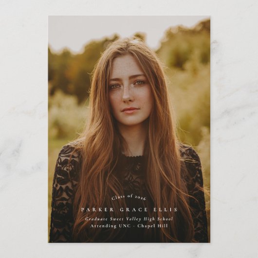 Faire-part Full Bleed Photo Simple Graduation Announcement (Devant)