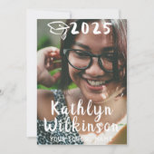 Faire-part Fun Décontracté Script Simple 4 Photo Graduation (Devant)