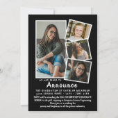 Faire-part Fun Décontracté Script Simple 4 Photo Graduation (Dos)