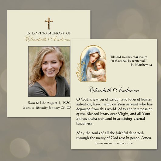 Faire-part Funérailles catholiques Marie Jésus Prière religie