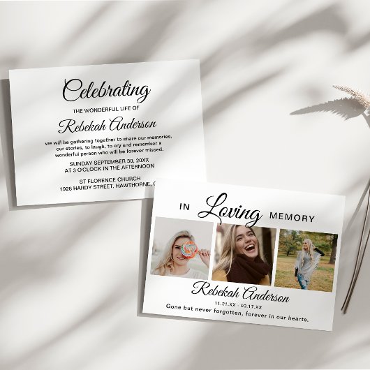 Faire-part Funérailles de collection de photos moderne 3