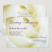 Faire-part Funérailles ou mémorial Floral White Rose (Devant / Derrière)