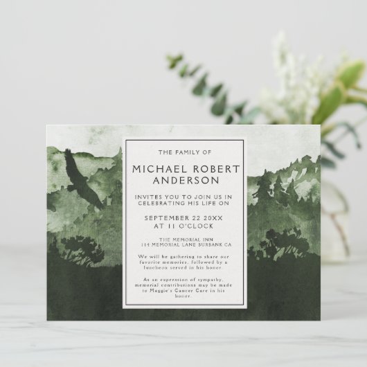 Faire-part funéraire commémoratif de la forêt d'aq (Debout devant)