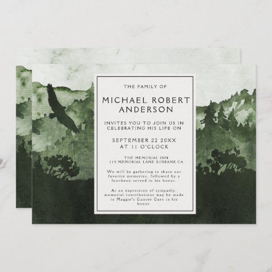 Faire-part funéraire commémoratif de la forêt d'aq (Devant / Derrière)