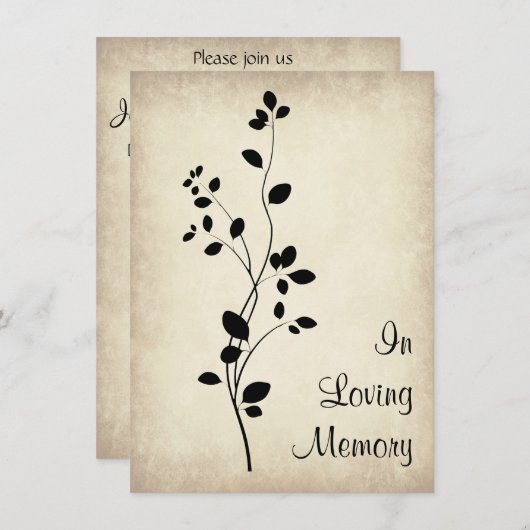 Faire-part funéraire Conception de la vigne feuill (Devant / Derrière)