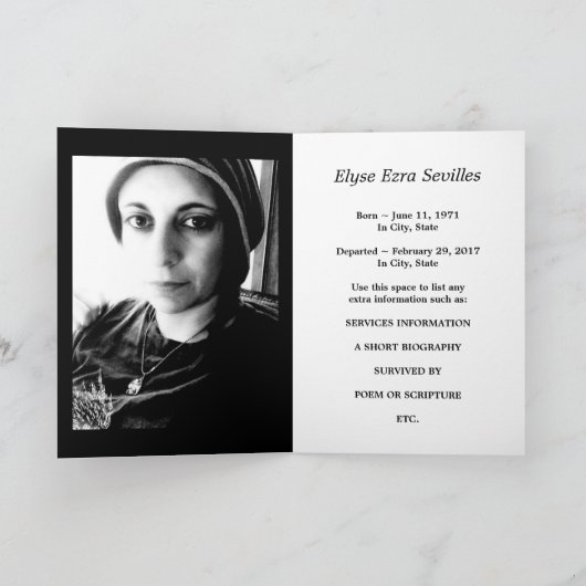 faire-part funéraire : croix élégante (Intérieur)