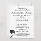 Faire-part funéraire de la dentelle de la reine An (Dos)