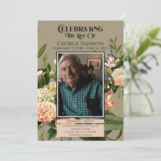 Faire-part funéraire de Peach Greenergie (Debout devant)