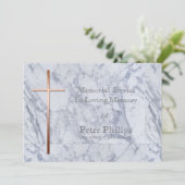 Faire-part funéraire en marbre croisé de cuivre 2 (Debout devant)